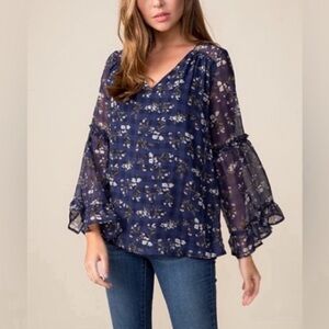 Coverstitched • Floral Bell Sleeve Top